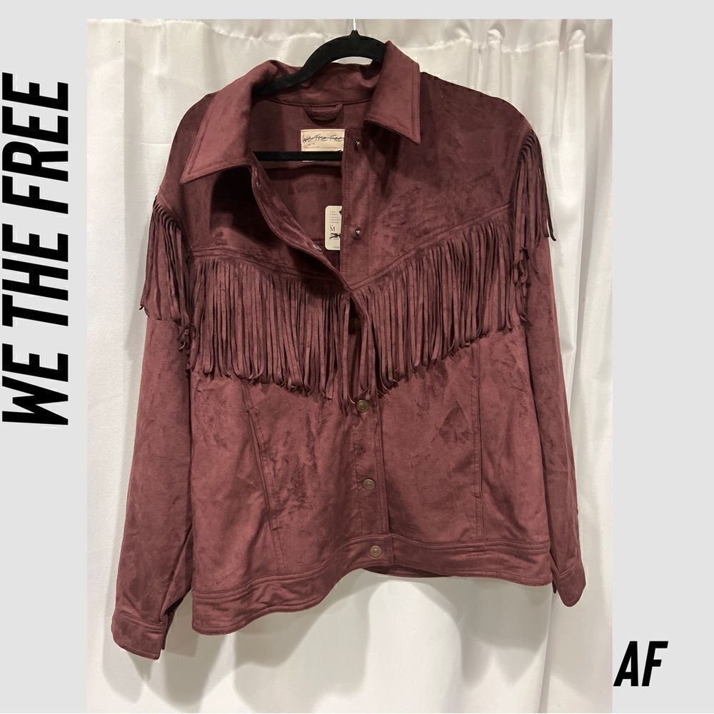 We The Free Burgundy Suede Fringe Leather Jacket - Picture 7 of 10